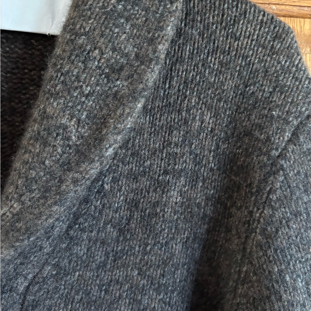 Vince Dark Brown Wool Blend Shawl Collar Cardigan - Picture 6 of 11